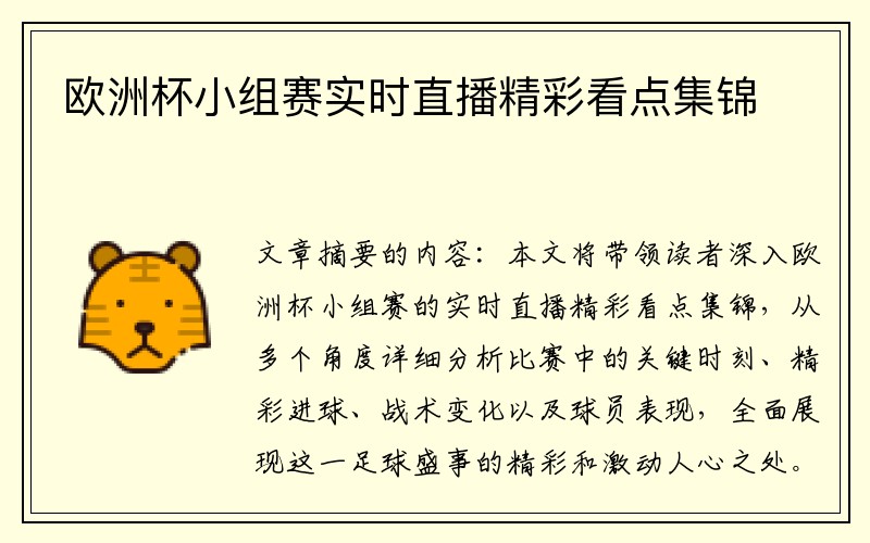 欧洲杯小组赛实时直播精彩看点集锦